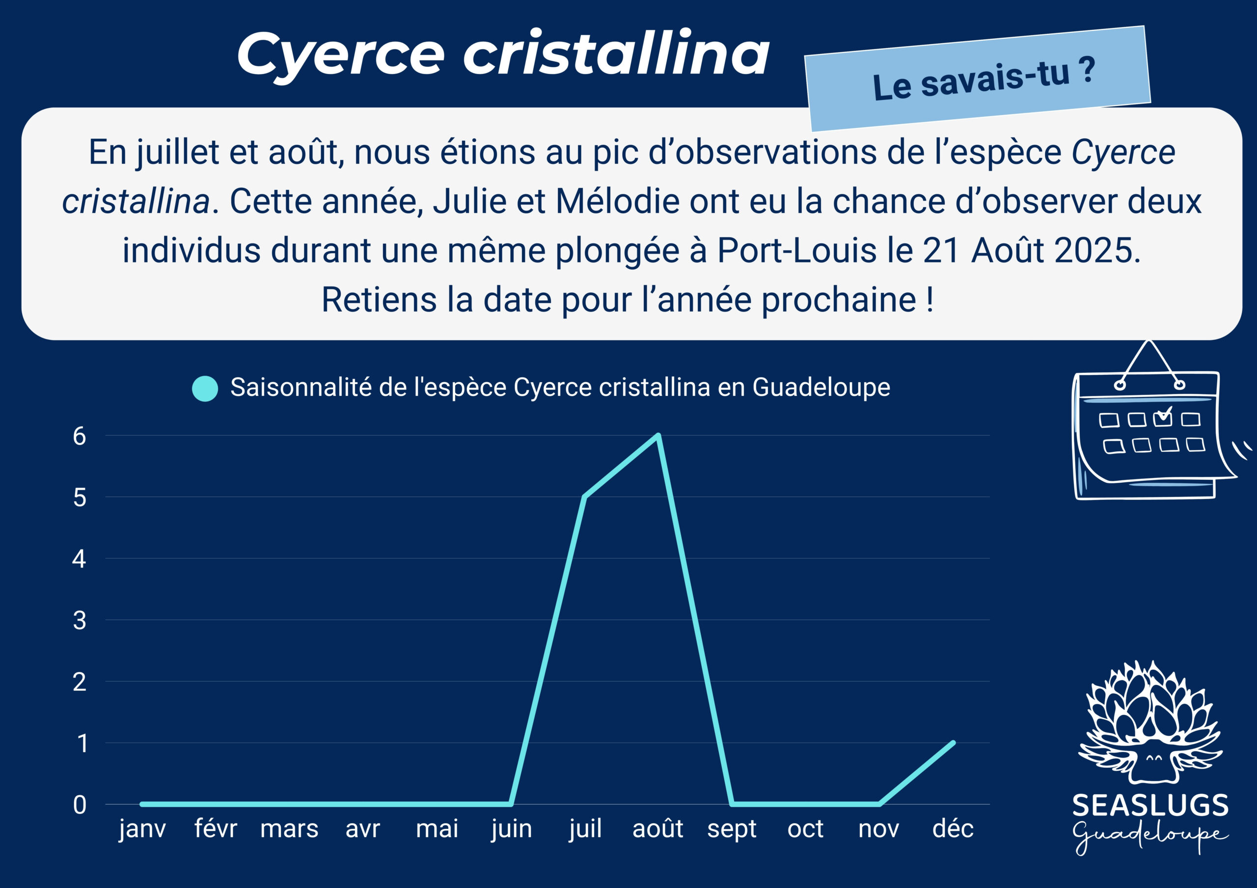 Données d'observations de Cyerce cristallina 